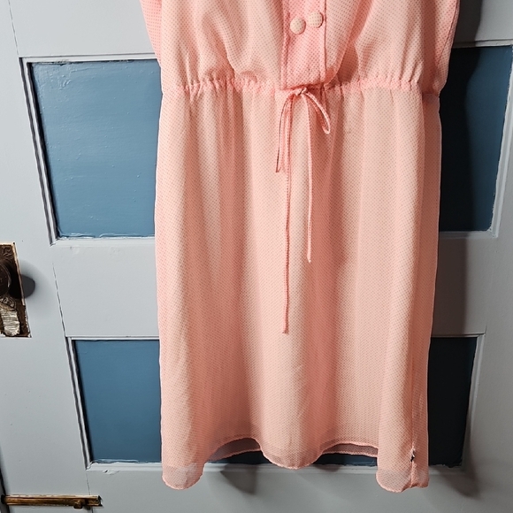 Roxy Pink & White Sleeveless Faux Retro Button-Front Dress L - Picture 5 of 14